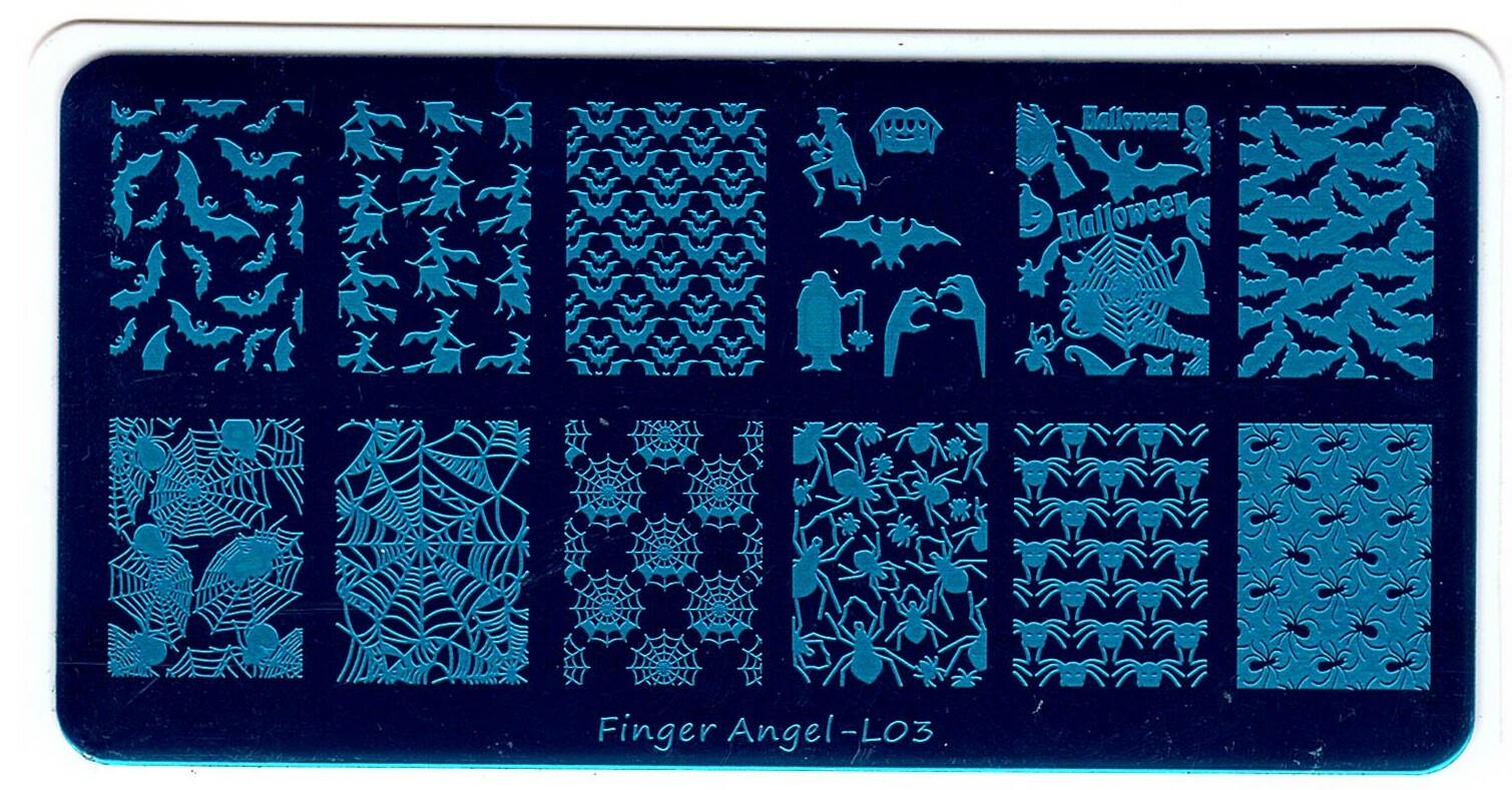 4 pcs Lot Halloween Designs Manicure Nail Art Stencil Image Stamping Scraper Kit