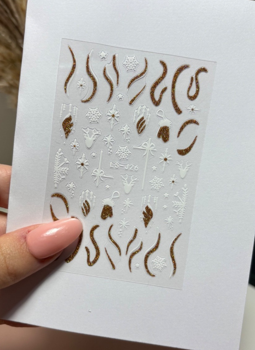 Gold, Reindeer Ears, Christmas Nail Stickers, Self- Adhesive, Nail Art- LS-J26