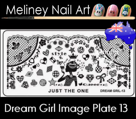 Dream Girl 13 Stamping Nail Art Image Plate Design Rectangle XL Stencil metal
