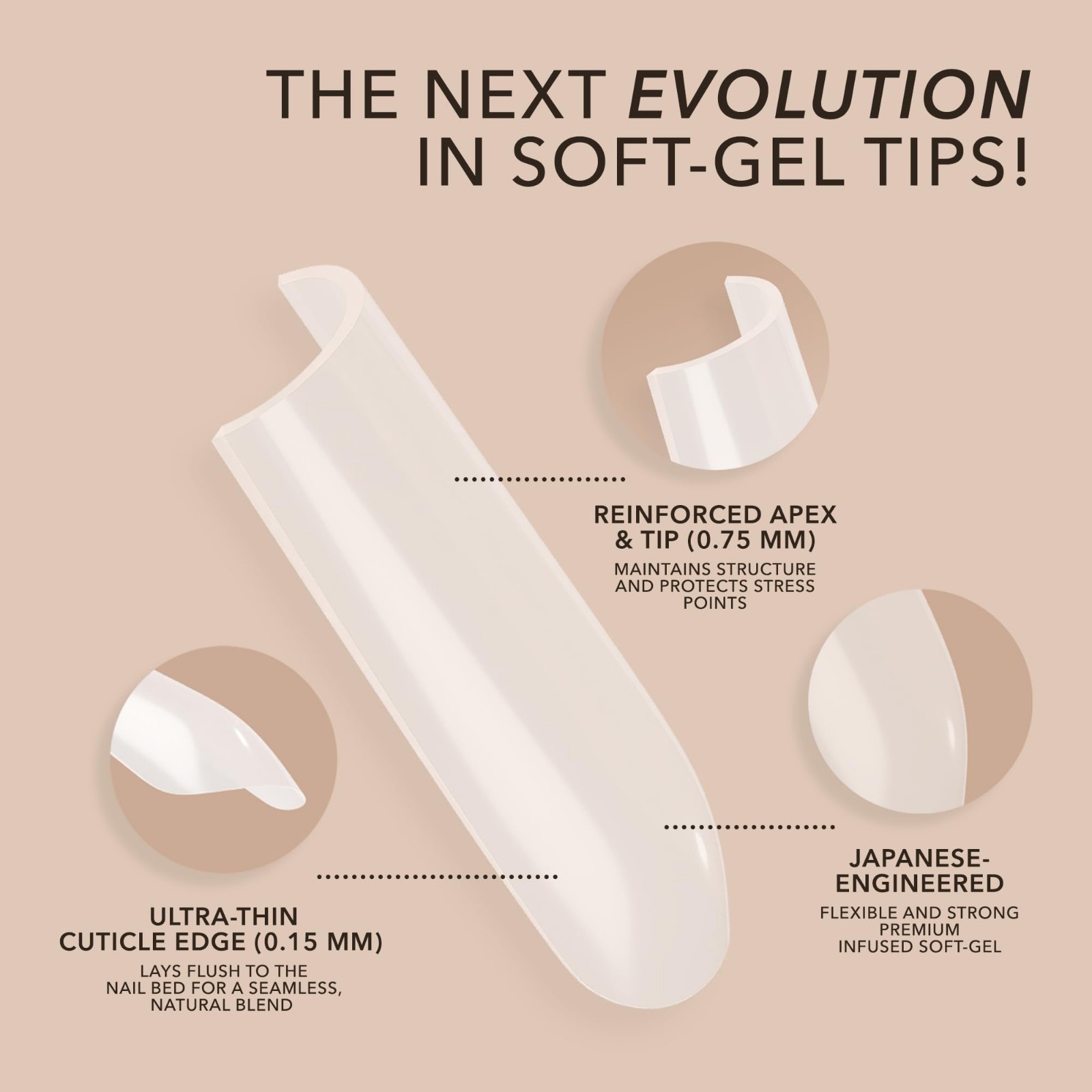 Natural Cover Gel Nail Extension Tips – 504 Sculpted Stiletto XL Pieces