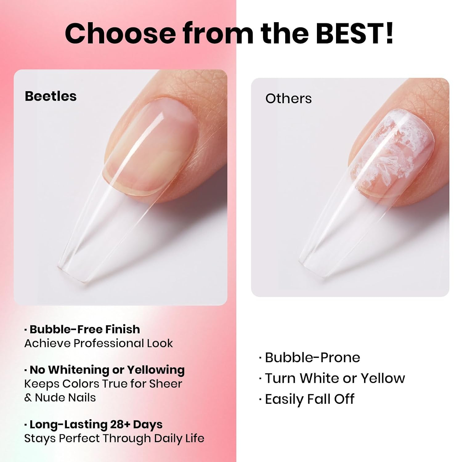 Beetles Press on Nail Glue Quick-Drying 10Ml Super Strong Nail Glue, Brush on Gl