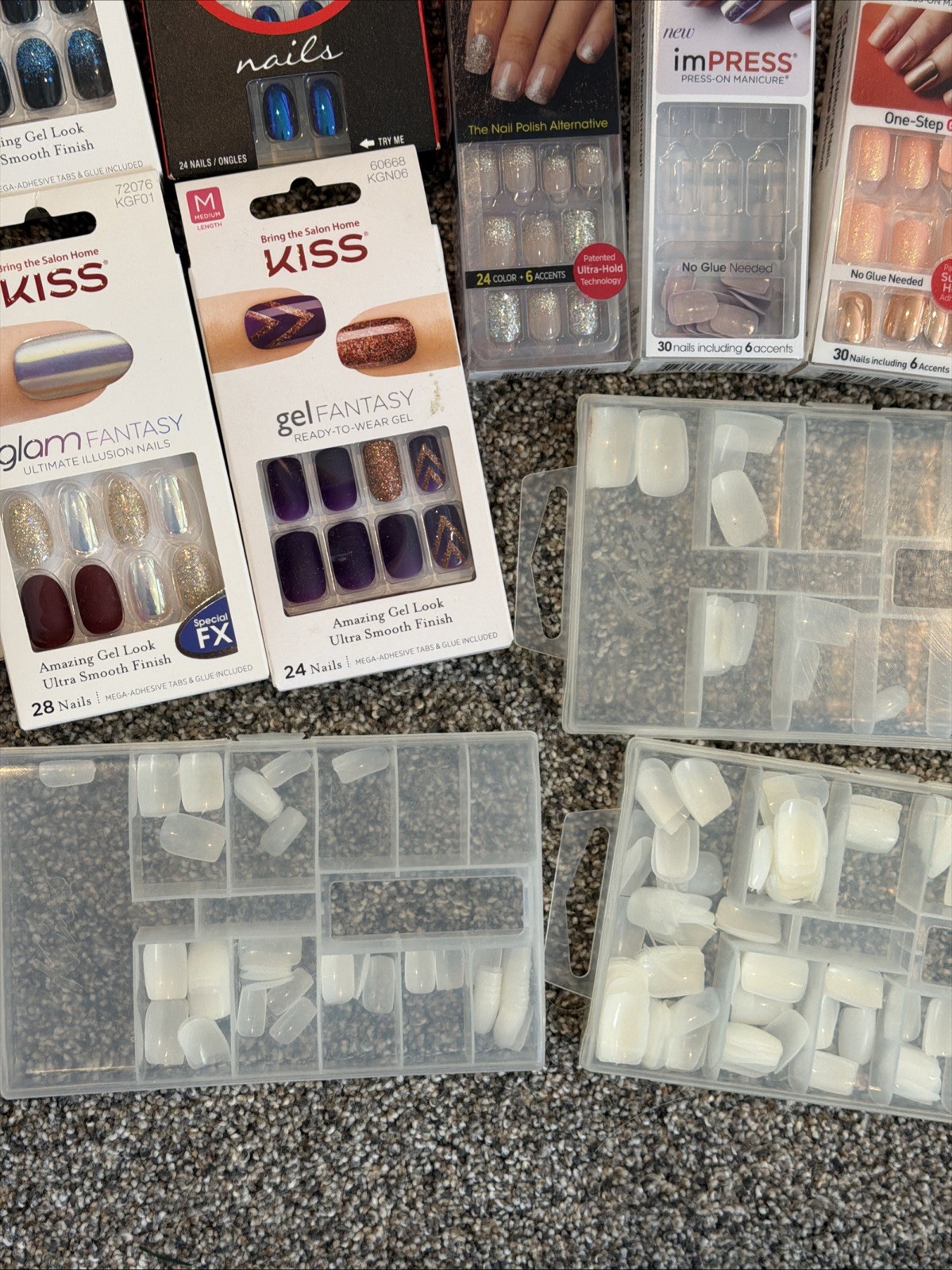 Kiss Gel Fantasy Press‑On Nails • Lot of 16 NIP • Sculpted Gel, Assorted Styles