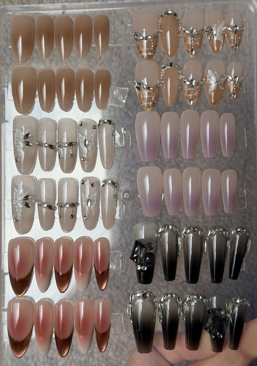 Brand new press on nails medium to long handmade with box, 12 sets, size M