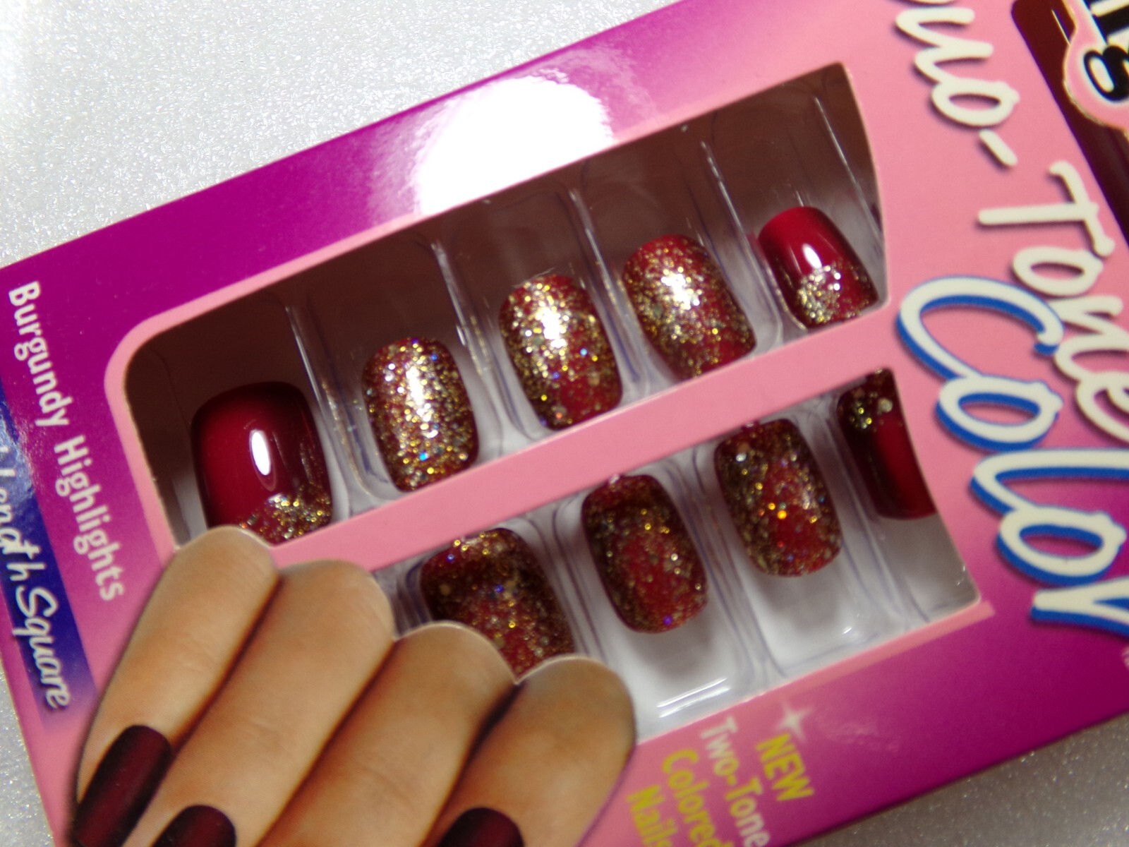 Fing’rs Nails “Gold Glitter” Burgundy Red