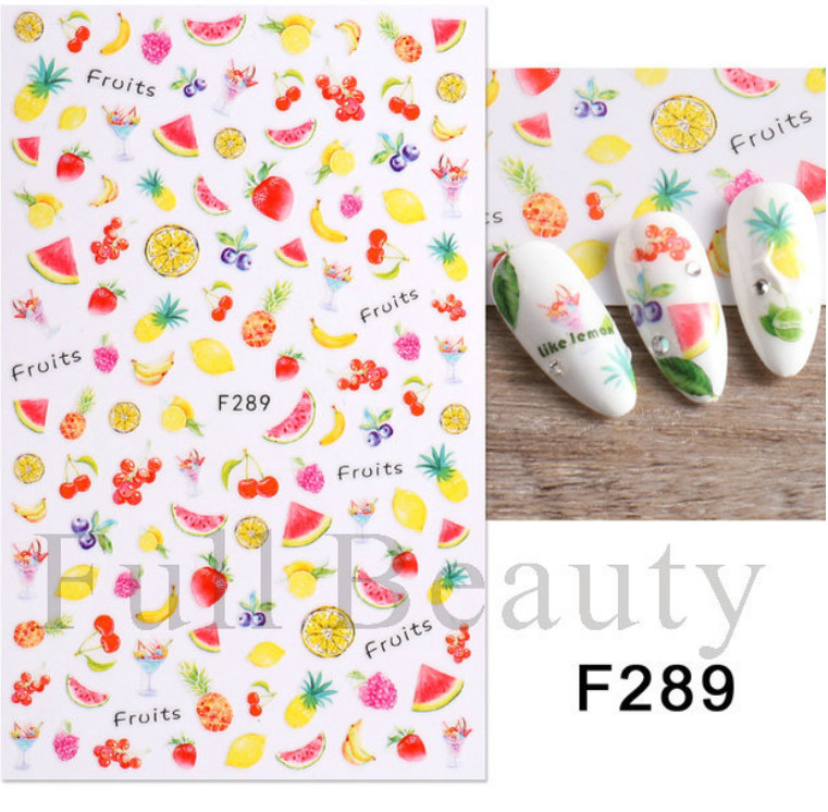 3D Nail Art Sticker Transfer Decals Strawberry Cherry Lemon Fruit Pattern NH15