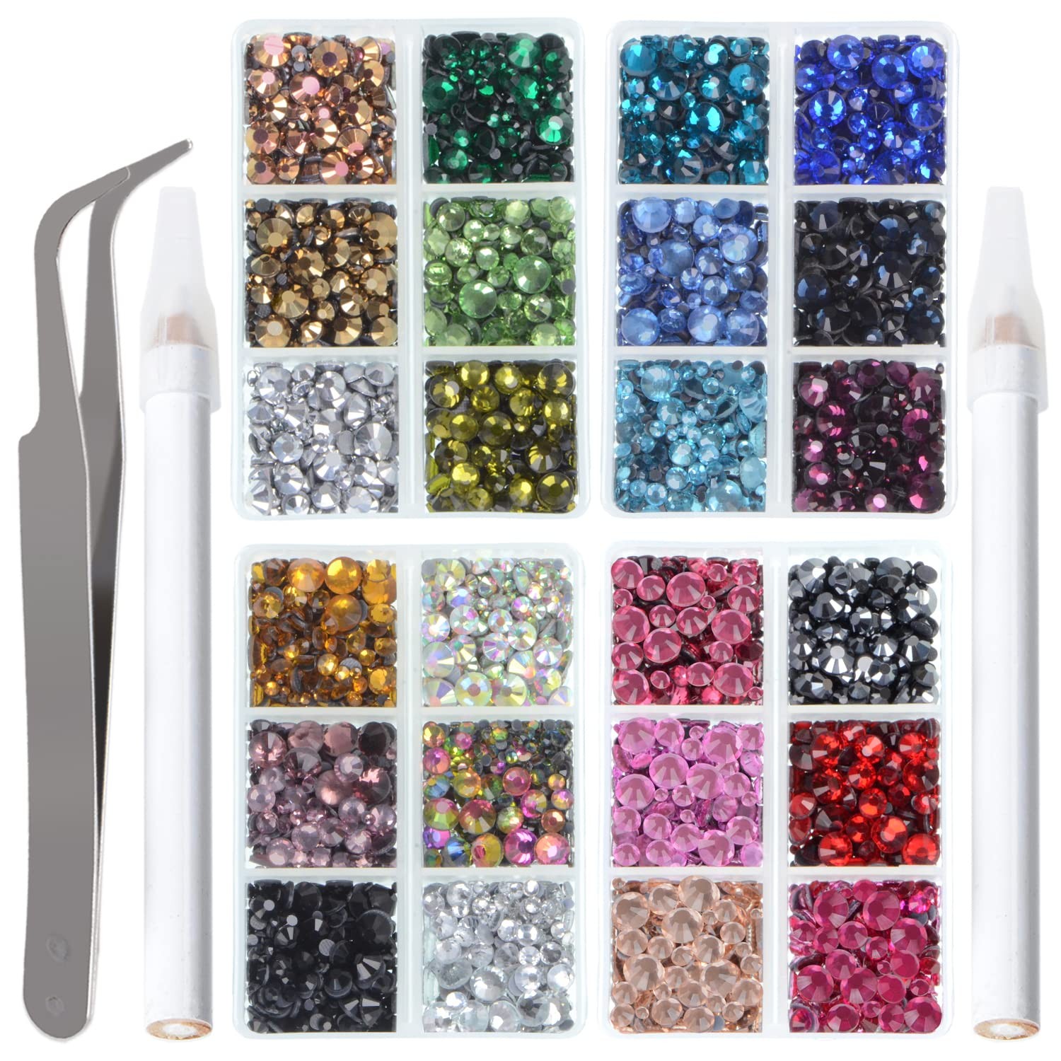 10000pcs Hotfix Rhinestones Flatback Glass Crystal 24 Mixed Color Rhinestone …
