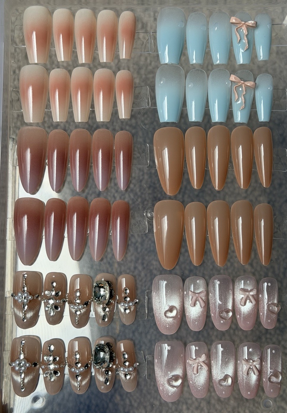Brand new press on nails medium to long handmade with box, 12 sets, size M