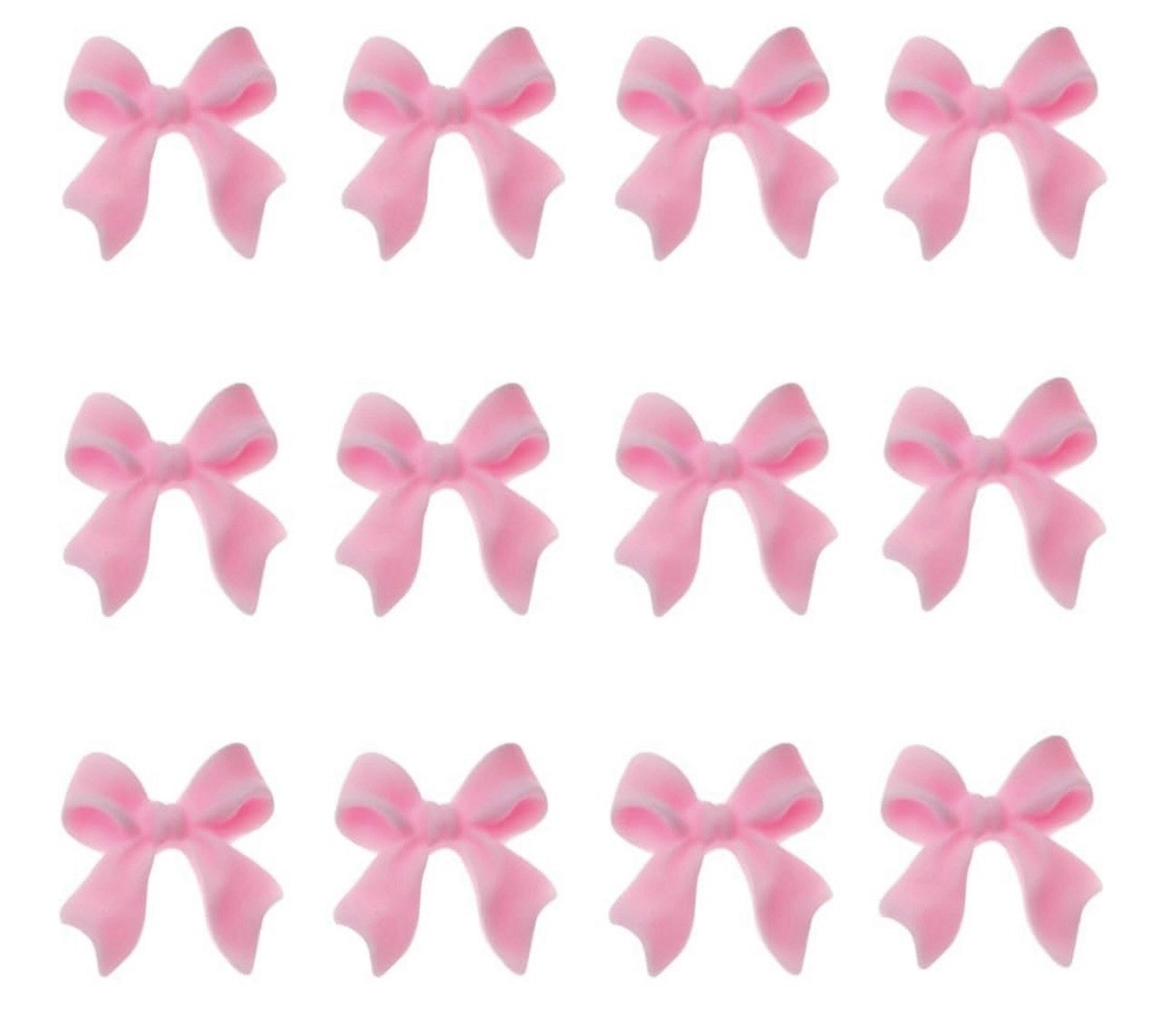 3D Pink Clear Bow Acrylic Nail Charms 100 Pc Pack