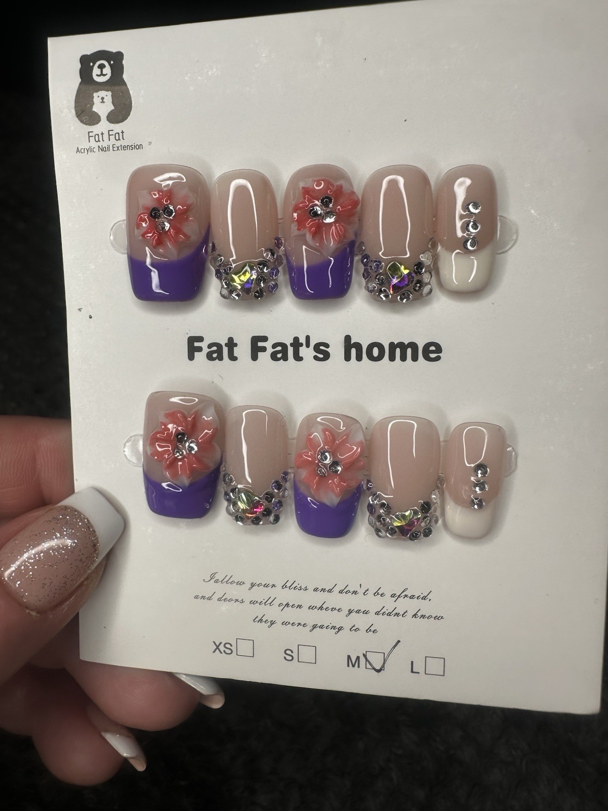 Fat Fat Press-On Nails Size Medium 2.0 Bling frenchies Fat Fat’s Home Fake