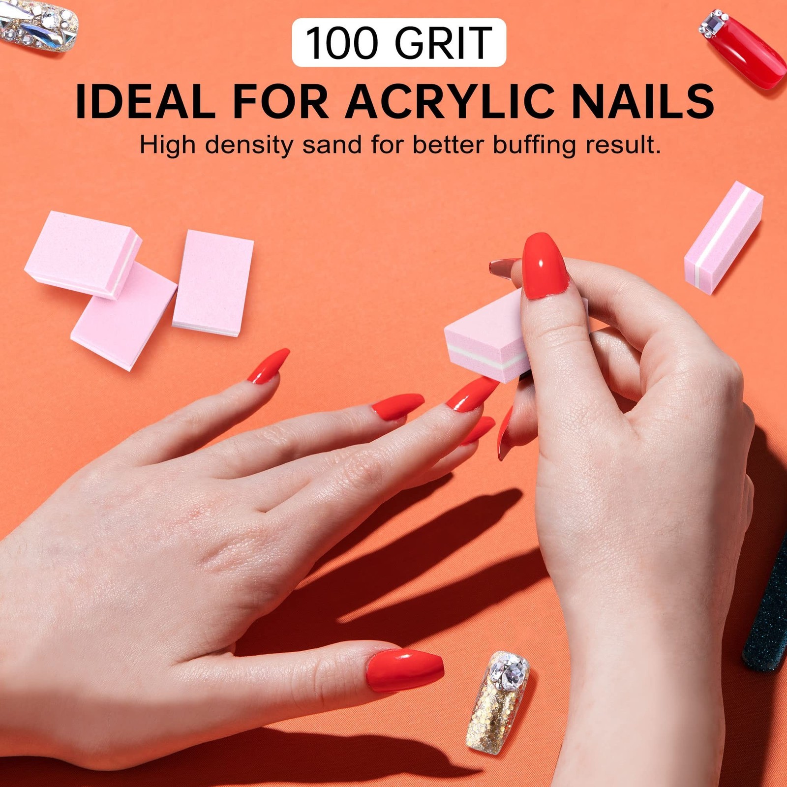 Mini Nail Buffer Blocks, 100/180 Grit Sponge Buffing Sanding Block File Manic…