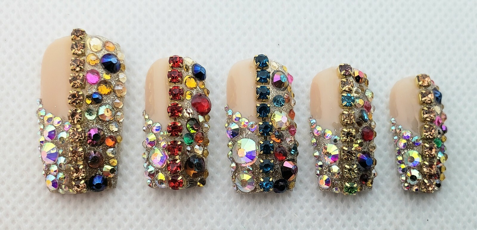 Press on nail💎Modern Bling Cleopatra💎Half French Square medium length