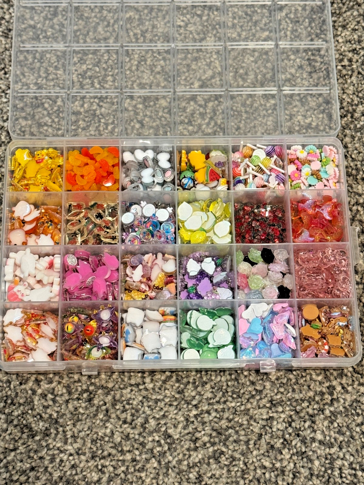 HUGE lot of Nail Charms!! Storage Boxes included! Labubu Stitch Pooh SpongeBob