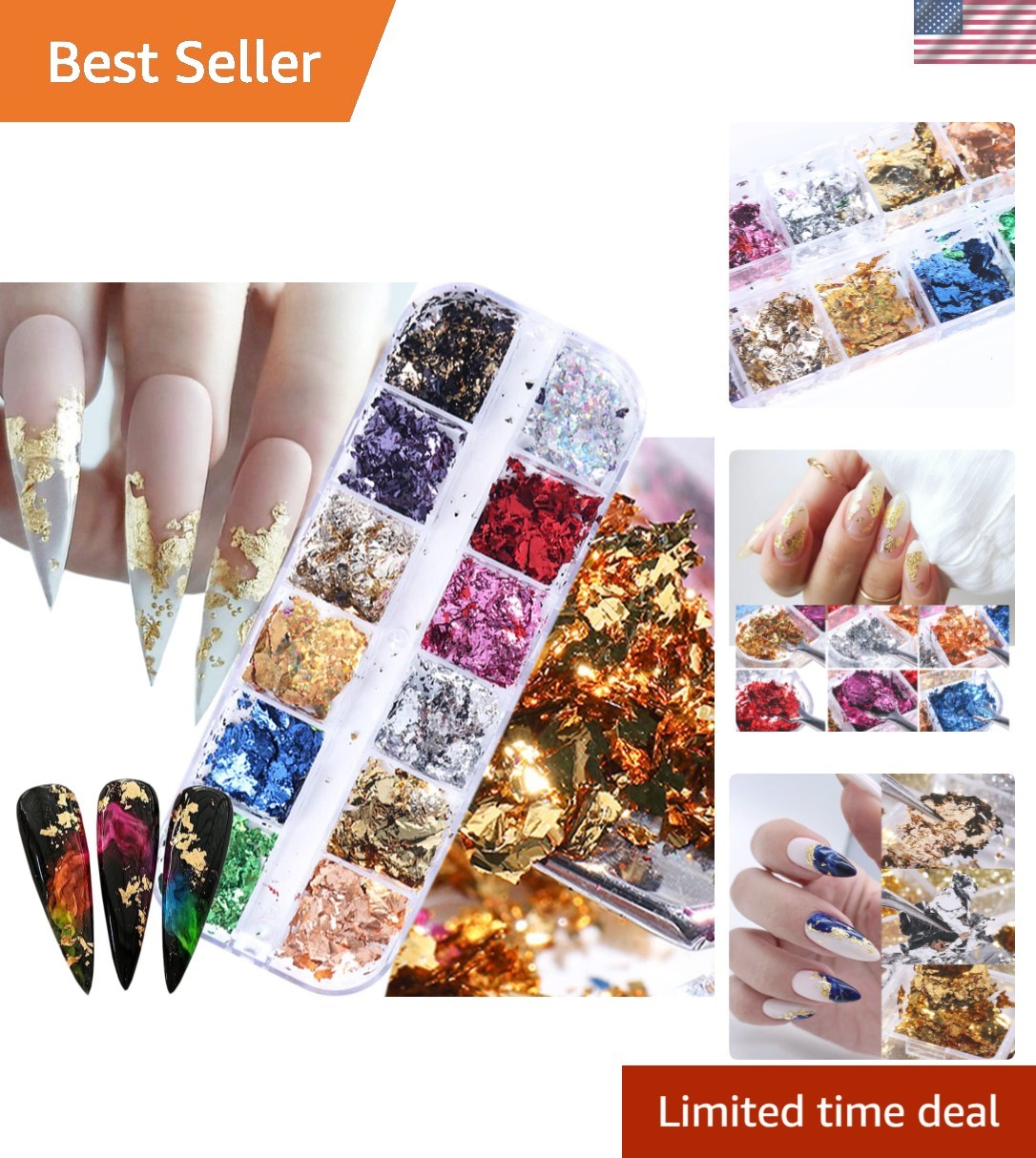 Charming 12-Color Glitter Nail Flakes – Non-Toxic, Perfect for Nail Art Lovers
