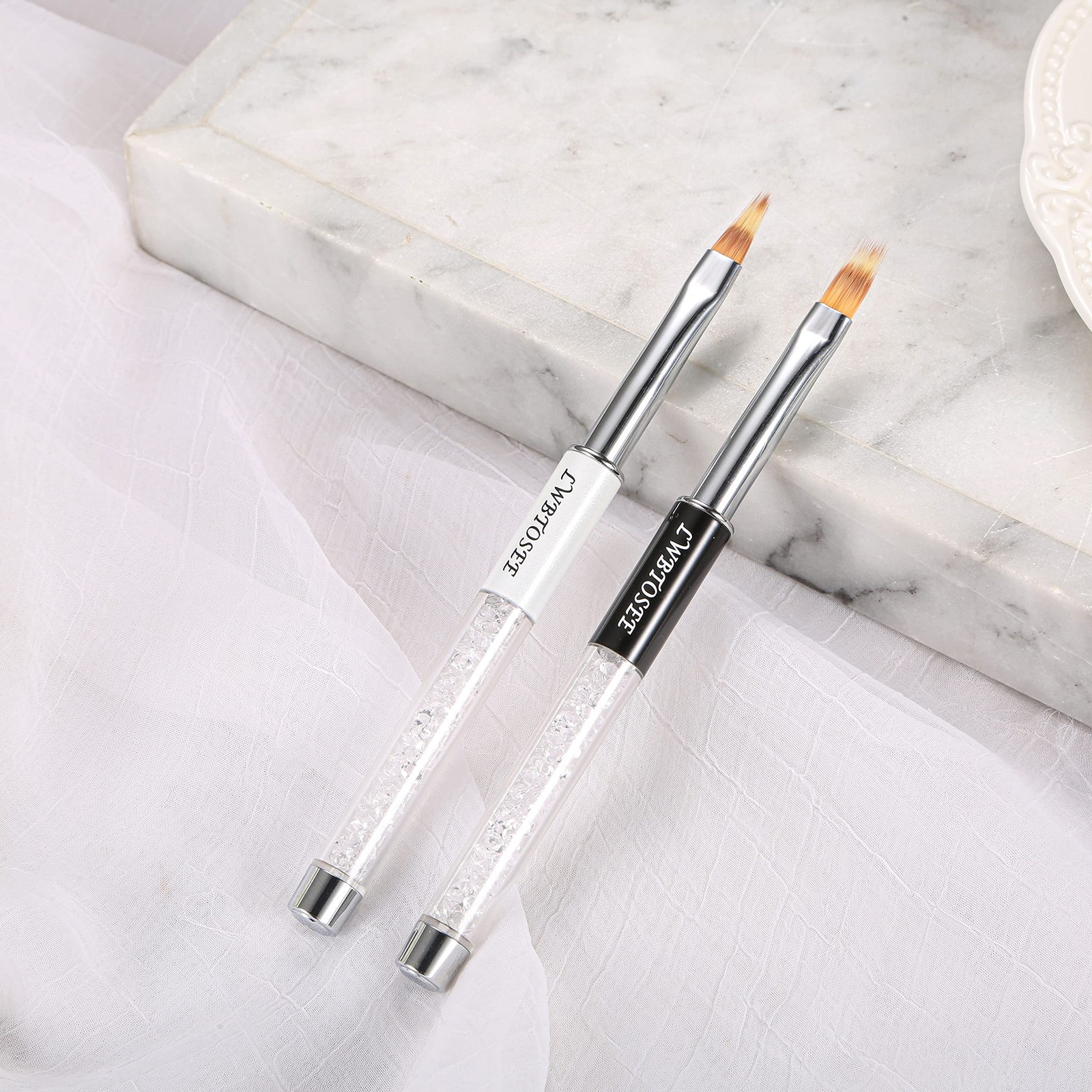 LWBTOSEE 2PCS Nail Ombre Brush Nail Art Painting Pen Brush UV Gel Polish Grad…