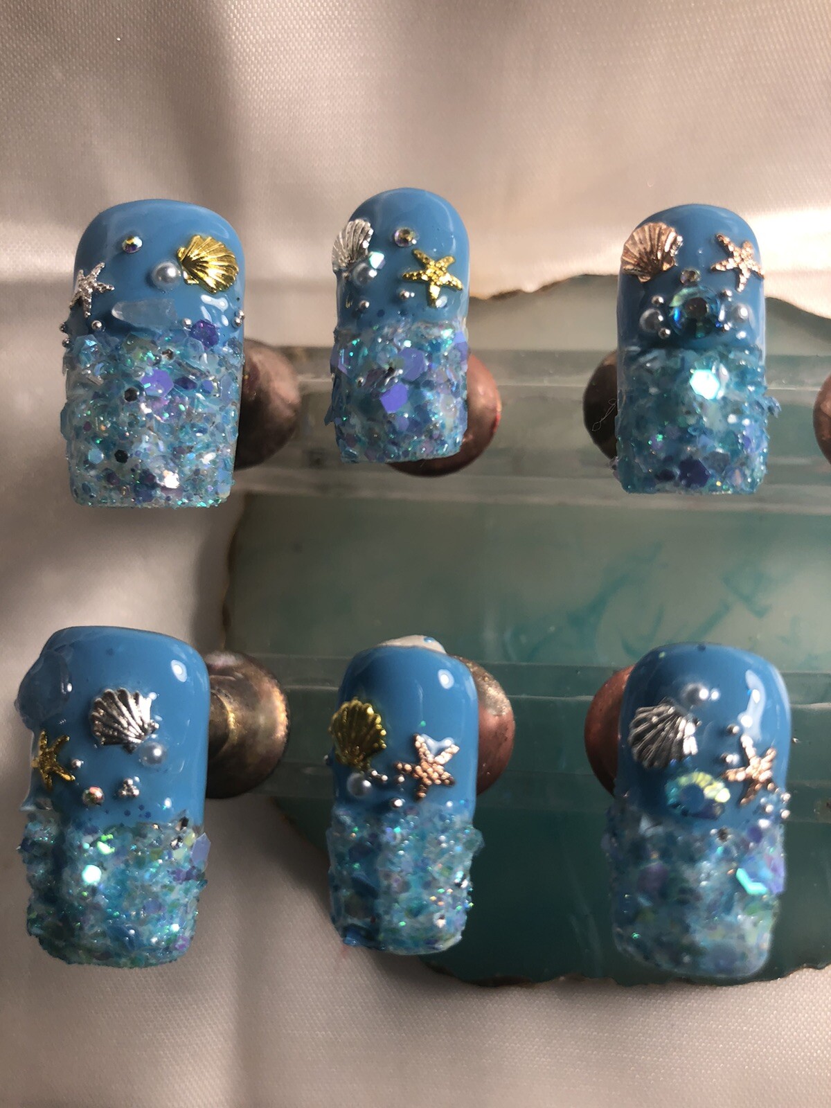 Z NAILZ! Gorgeous Set Of Custom Handmade Beach Gator CLAWZ! Press On Nails