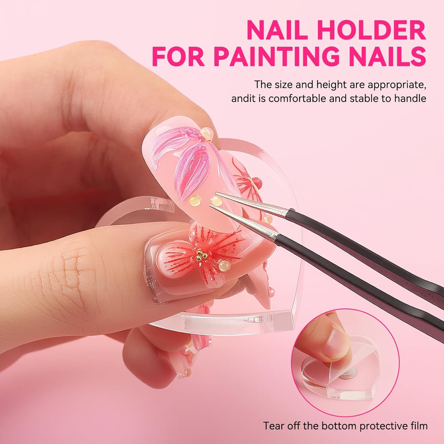 Nail Stand For Press On Acrylic Strong Magnetic Nail Holder Kit Medium Clear