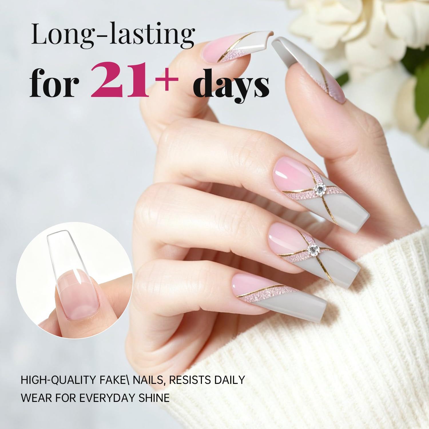 240PCS Almond Nail Tips, Soft Gel Clear False Nails, 12 Sizes | No