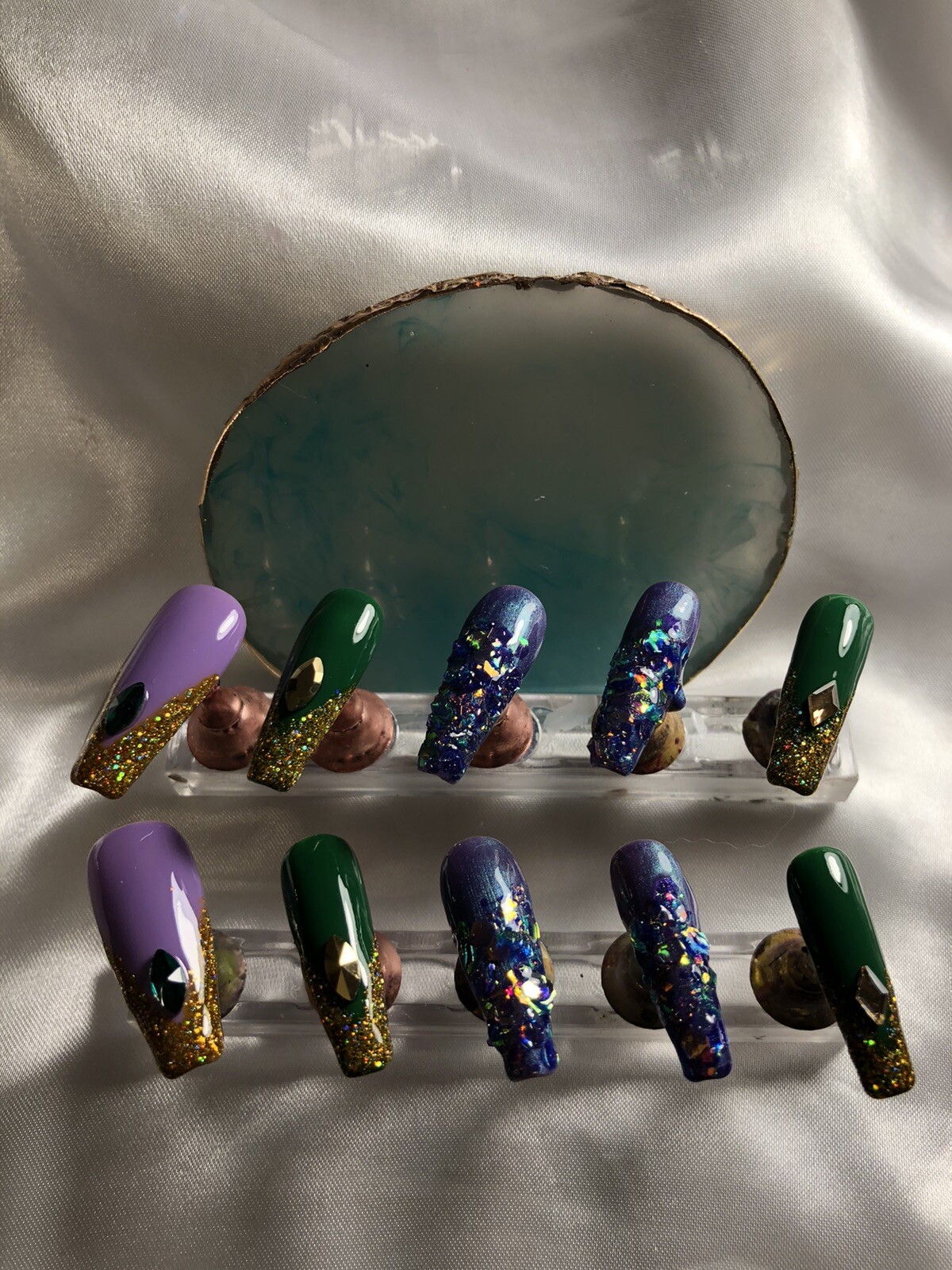 Z-NAILZ!|Mardi Gras Press On Nails|Custom Nails|Handmade Nails|Fake Nails