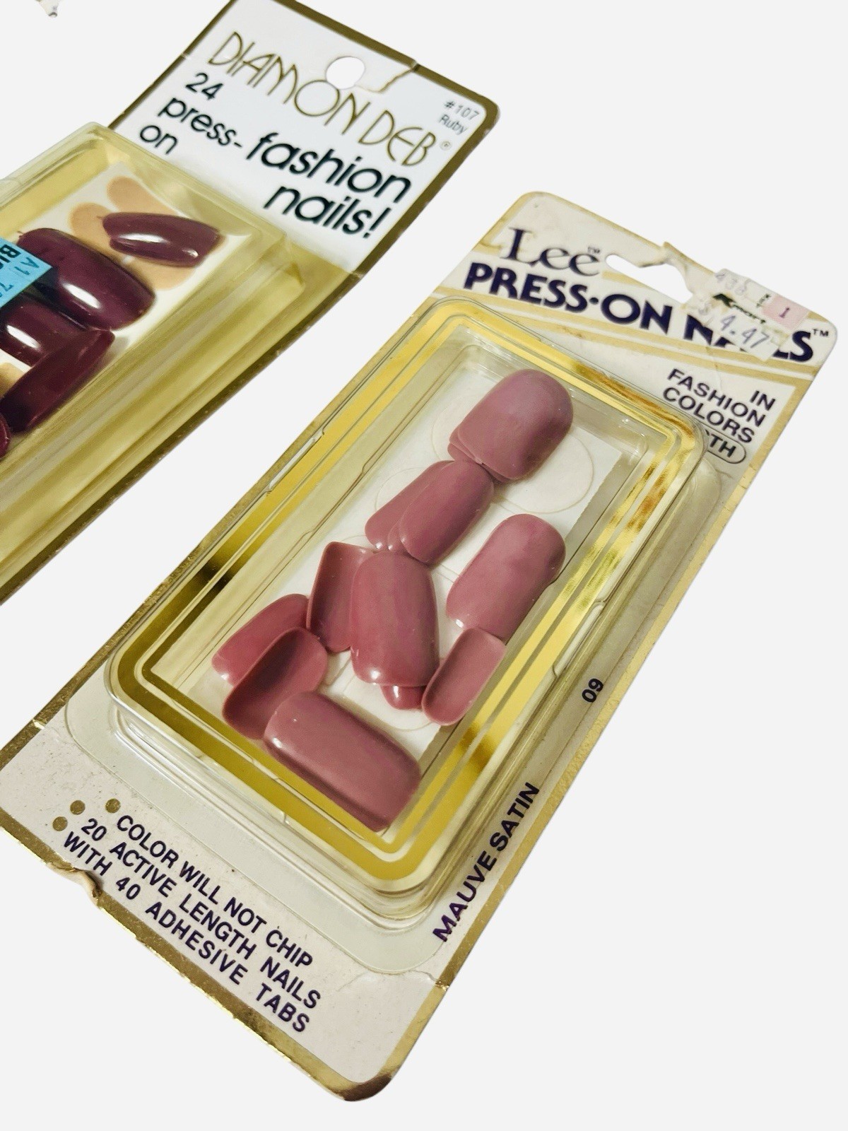 Vintage Lee Press On Nails Lot Of 15 Sets Pink, Red, White Purple -NEW OLD STOCK