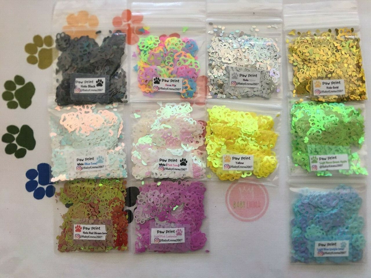 Solvent Resistant Pet PAW/DogPaw shape Glitter(U Pick Color)Nail Art Face Crafts