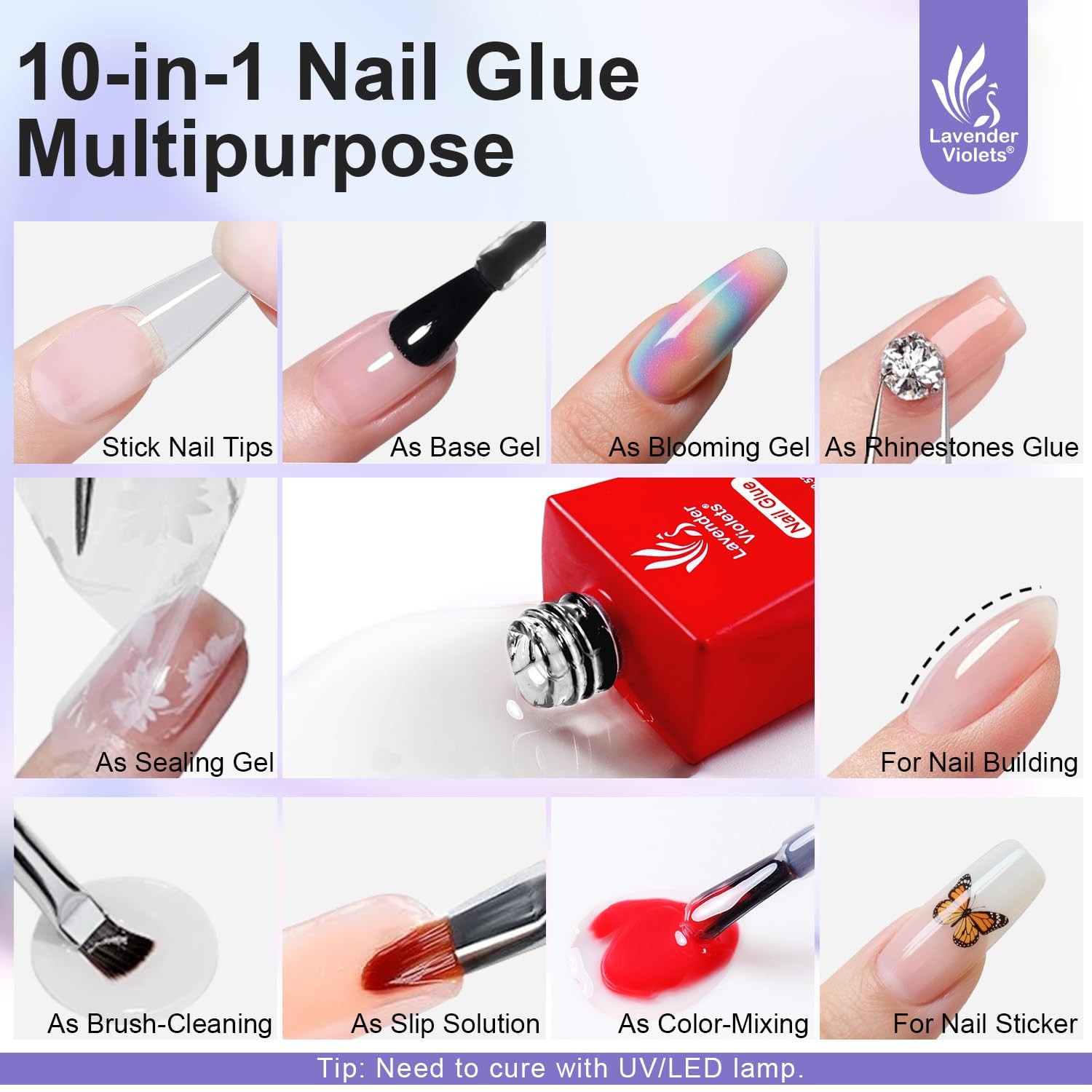 10 in Nail Glue and Prep Dehydrator Set 15ml for Acrylic Nails Tips Press on …
