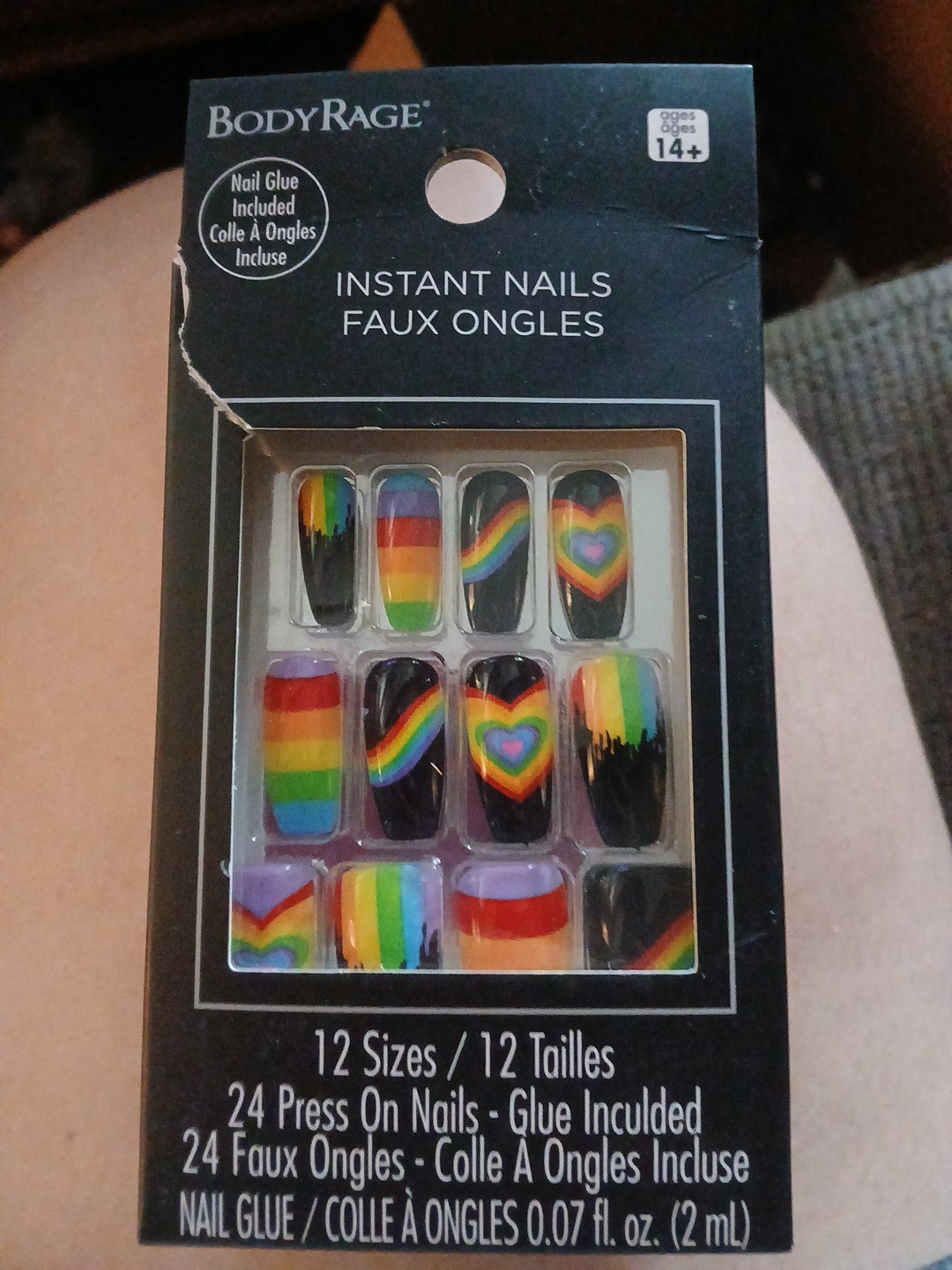 Pride Rainbow Heart Body Rage Press On Nails