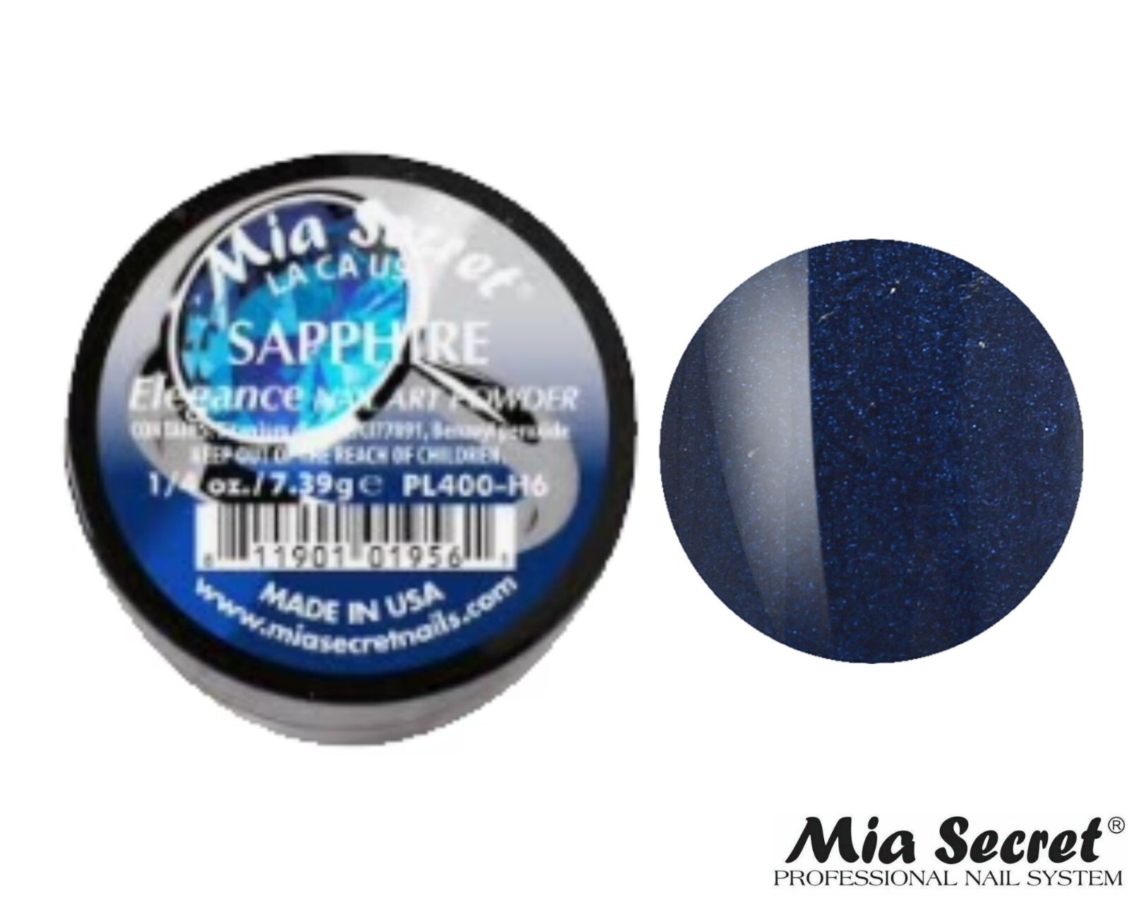 MIA SECRET Nail Art Powder 1/4oz- Sapphire (ELEGANCE COLLECTION)