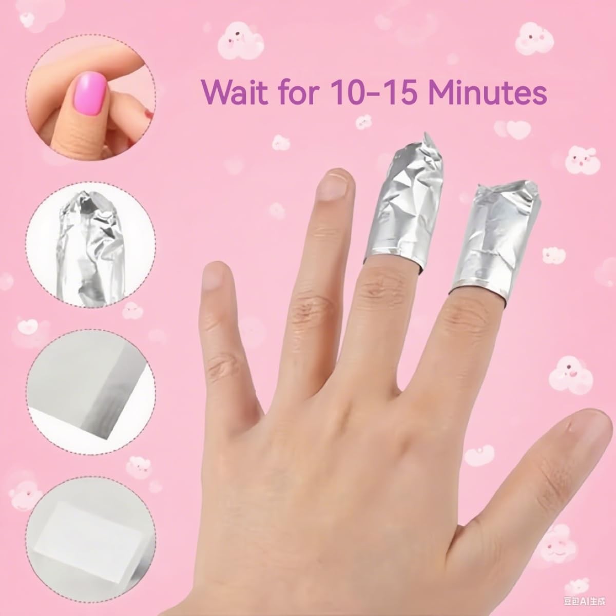 ASKELI 100PCS Foil Nail Wraps Remover for Soak off Gel Polish Removal, 100pcs