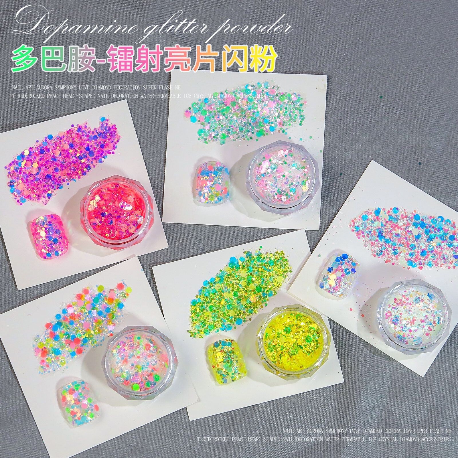 Mixed Colorful Holographic Nail Glitter Powder Sequins Nail Flakes Chrome 3D DIY