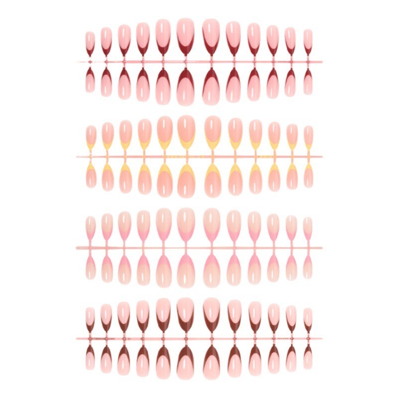 96 Elegant Bare and Contrasting Nail Tips Press in Nails, Removable Nail Art