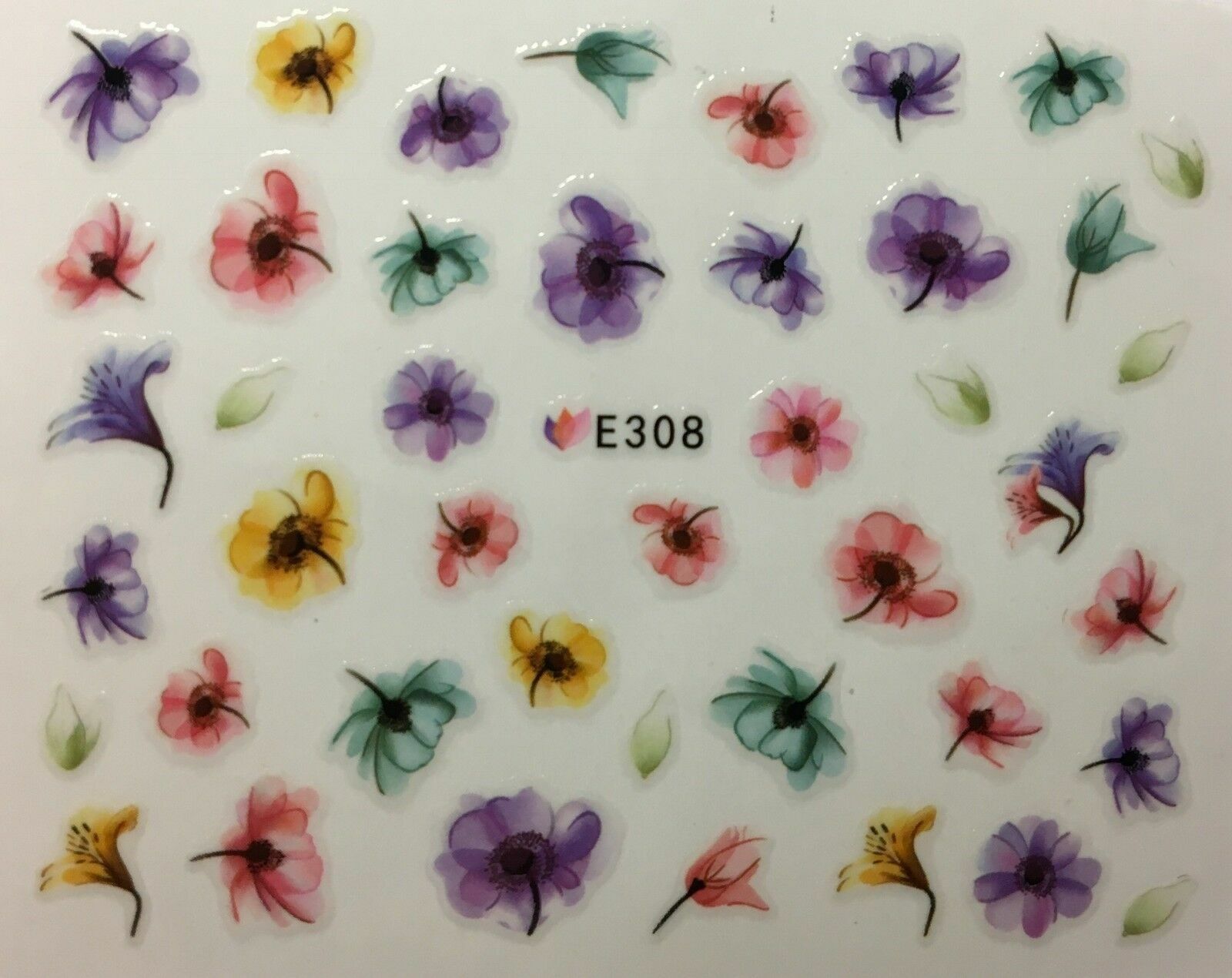 Nail Art 3D Decal Stickers Lily Flowers Watercolor Lilies E308