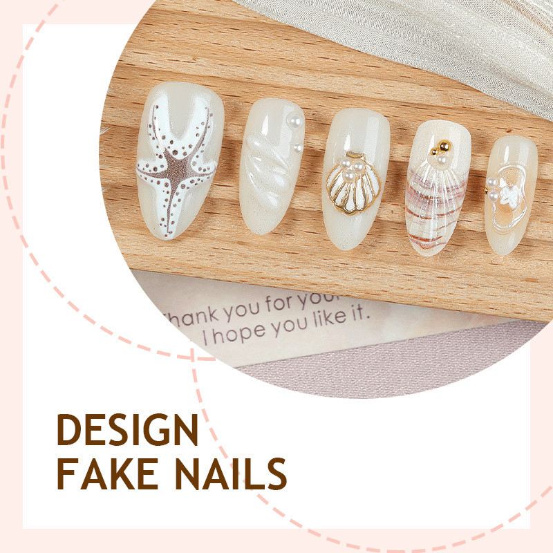 60pieces of Almond Shaped Ocean Relief Wearing Armor, Three-dimensional Nail Art