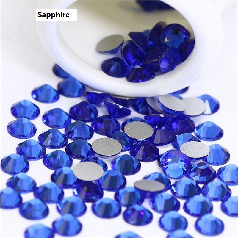 288 720 1440pcs Sapphire Nail Art Rhinestones Flatback 3D Tips DIY Decoration