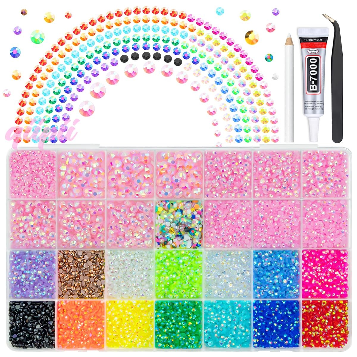 qiipii Light Pink Jelly Rhinestones w B7000 Glue
