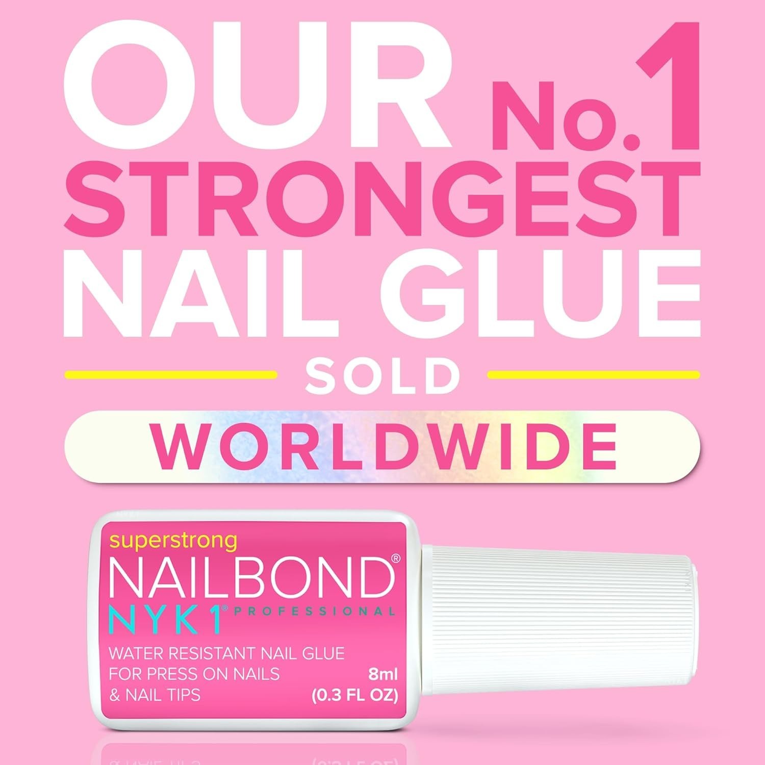 Super Strong Nail Glue 8ml Brush On Clear Fast Drying Water Resistant Formula