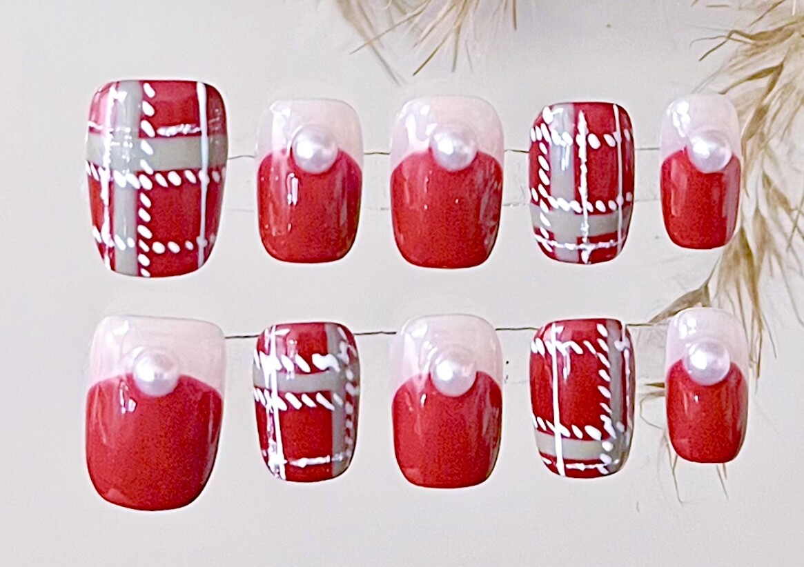 Manicure Handmade Press On Nails 10pc Reusable Artistic Design DIY Long Square