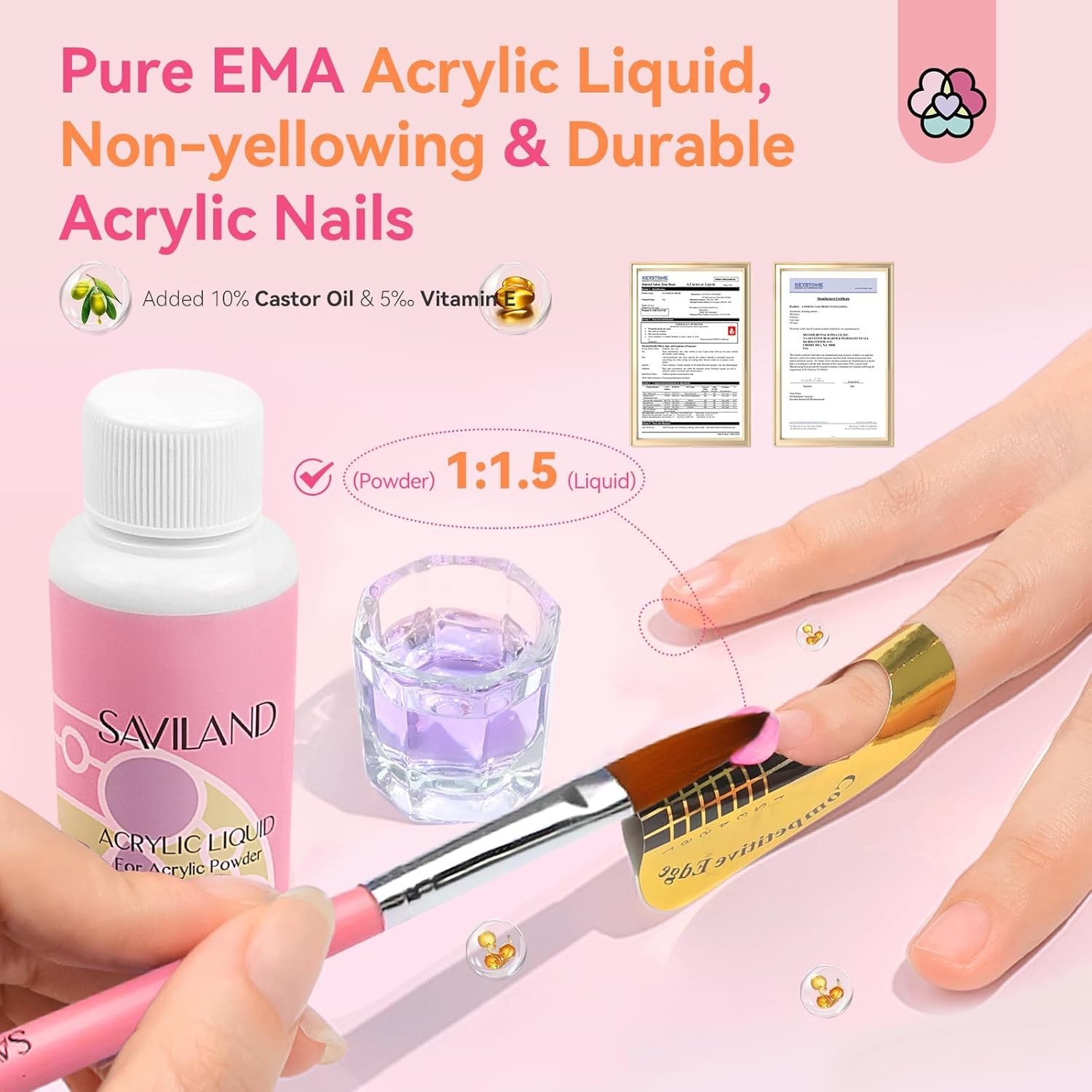 Paquete De Uñas Acrilicas Kit De Esmalte Profesional Para Pinceles Set Rutilar