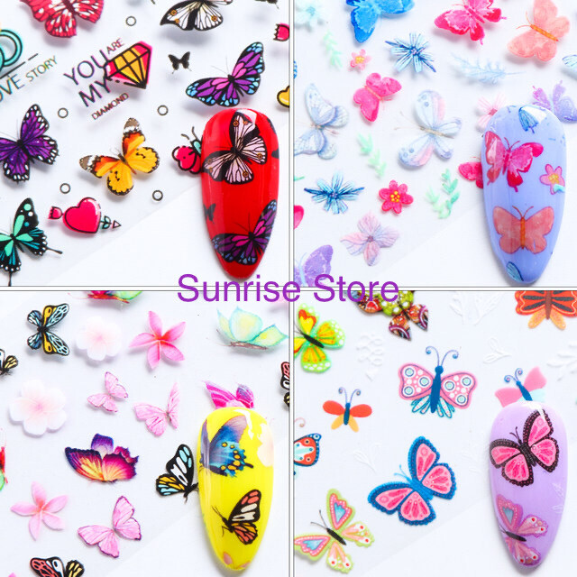 10 pcs Nail Art Transfer Foil Sticker Flower Butterfly Floral Decals Nail Foil