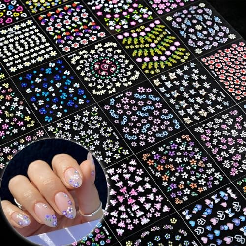 SPLOCUDU Colorful Cute Daisy, Floral, Heart, Flower Nail Art Stickers Decals,