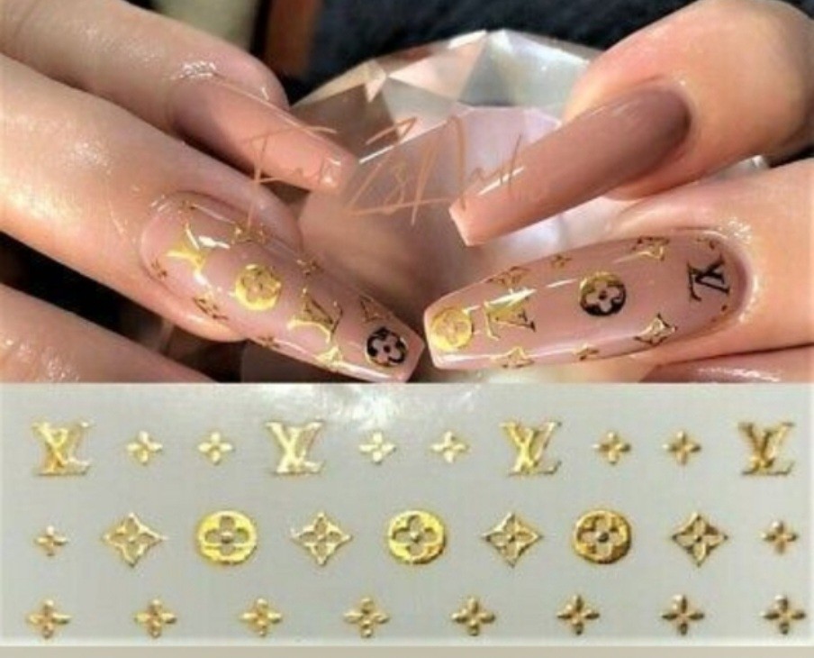 NWT NAIL ART DESIGN SELF-SEAL STICKERS N°38 SOLID GOLD!