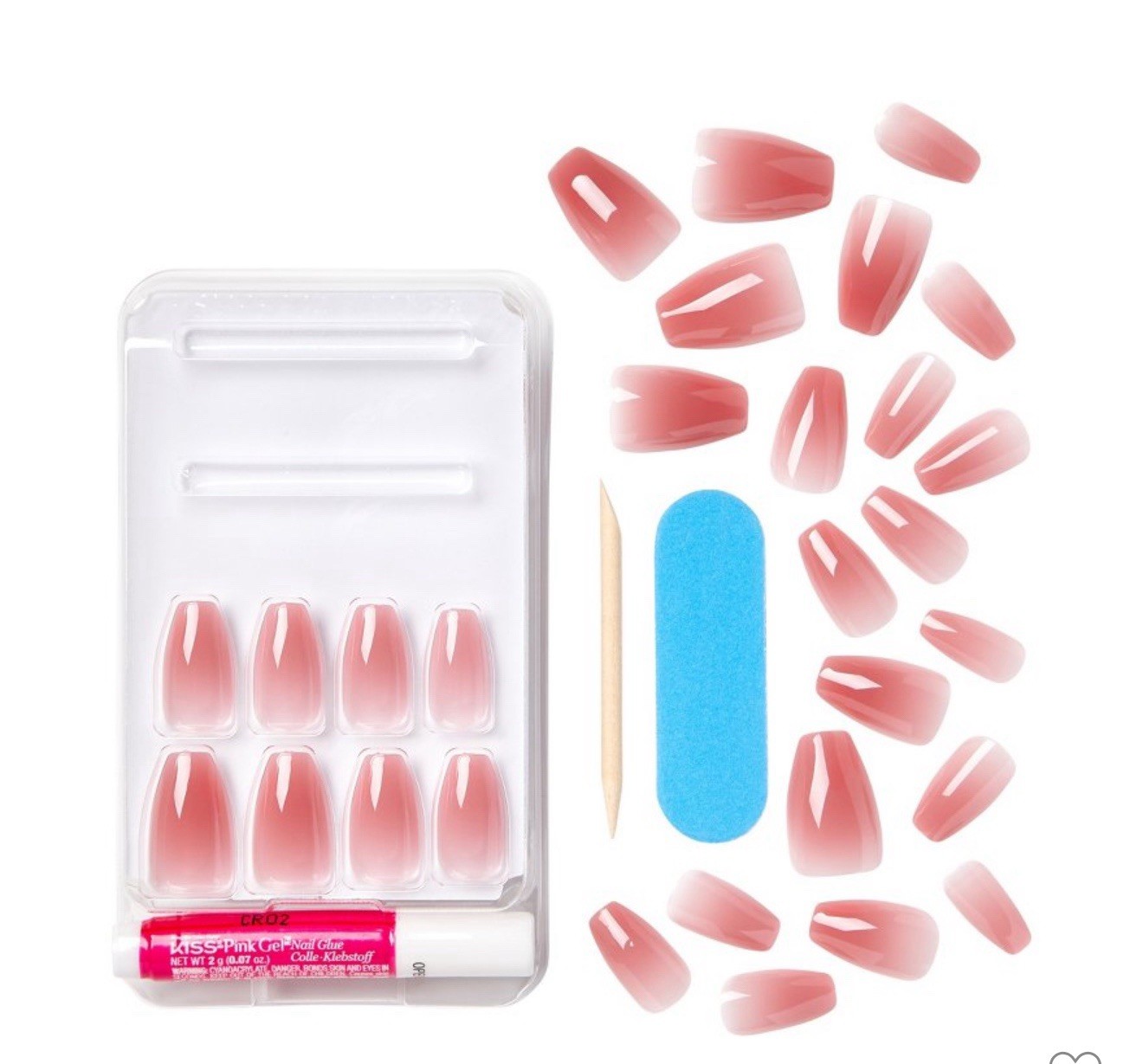KISS Press-On Nails Gel Fantasy Magnetic Velvet & Bare But Better Ombre TruNude