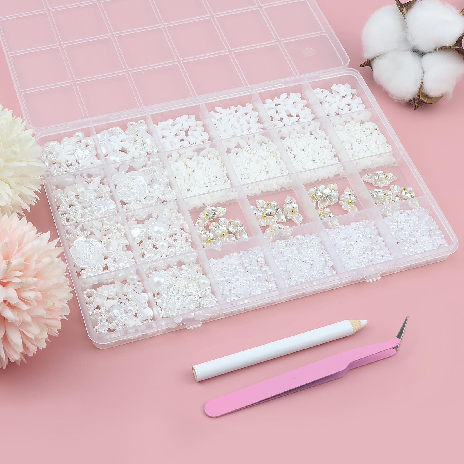 SEMATA Bedazzling Kit Flatback Pearls Flower Bow Gems Crafts 11-Colorful