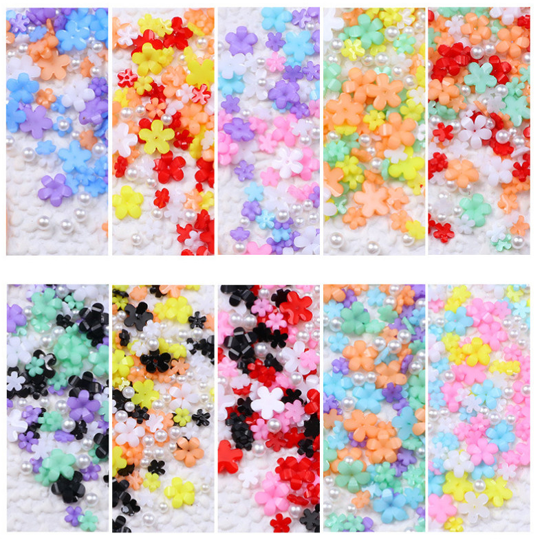 3D Acrylic Flower Nail Art Case Décor 3/6mm Pearl Ball Manicure Charms 250Pcs