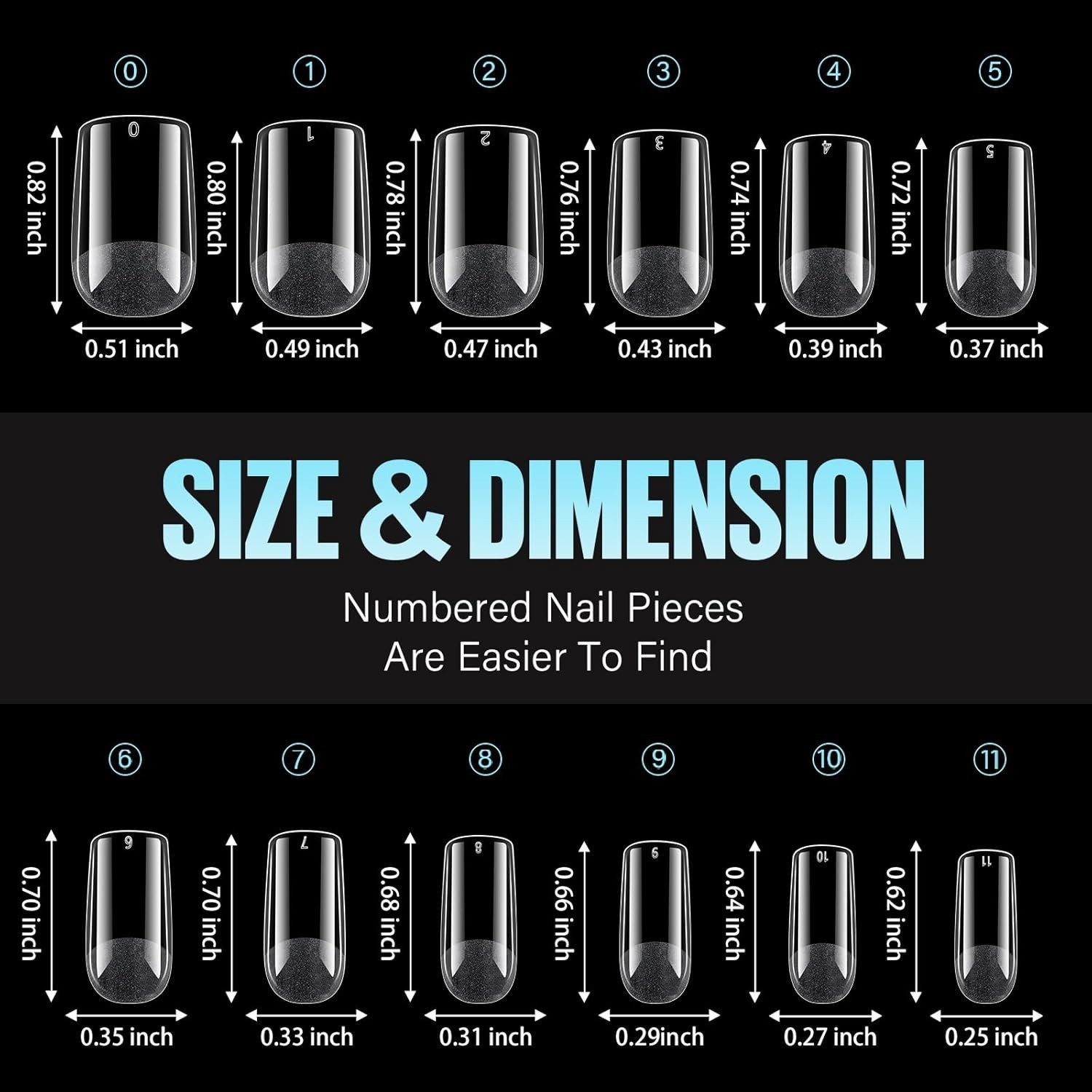 Nail Tips, 240Pcs Half Matte Press on Full Cover Acrylic Nails, Short Square