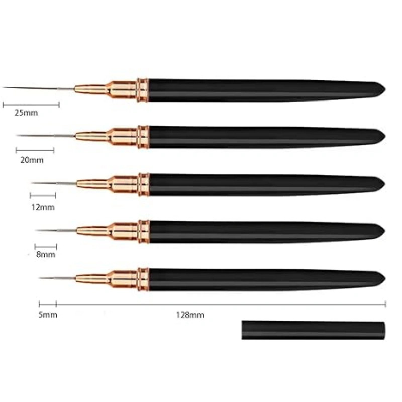 5pcs Nail Painting Pens Drawing Nail Art Liner Pens Brushes Set Tool Thin Long