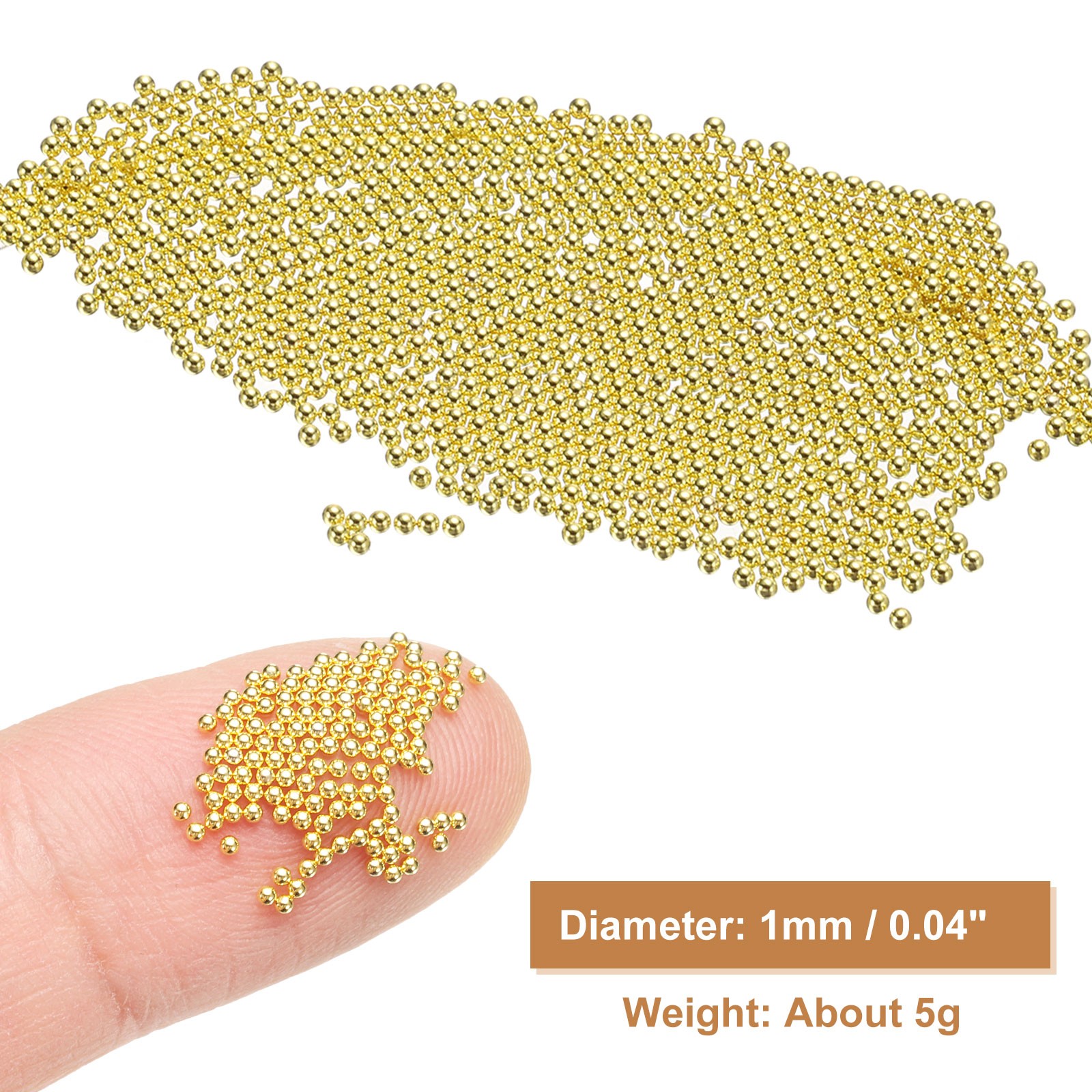 Nail Art Beads 0.04″ Mini Metal Caviar Nails Beads Ball for DIY Craft Gold