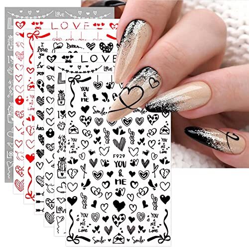12 Sheets Valentines Day Nail Art Stickers Decals Self-Adhesive Pegatinas