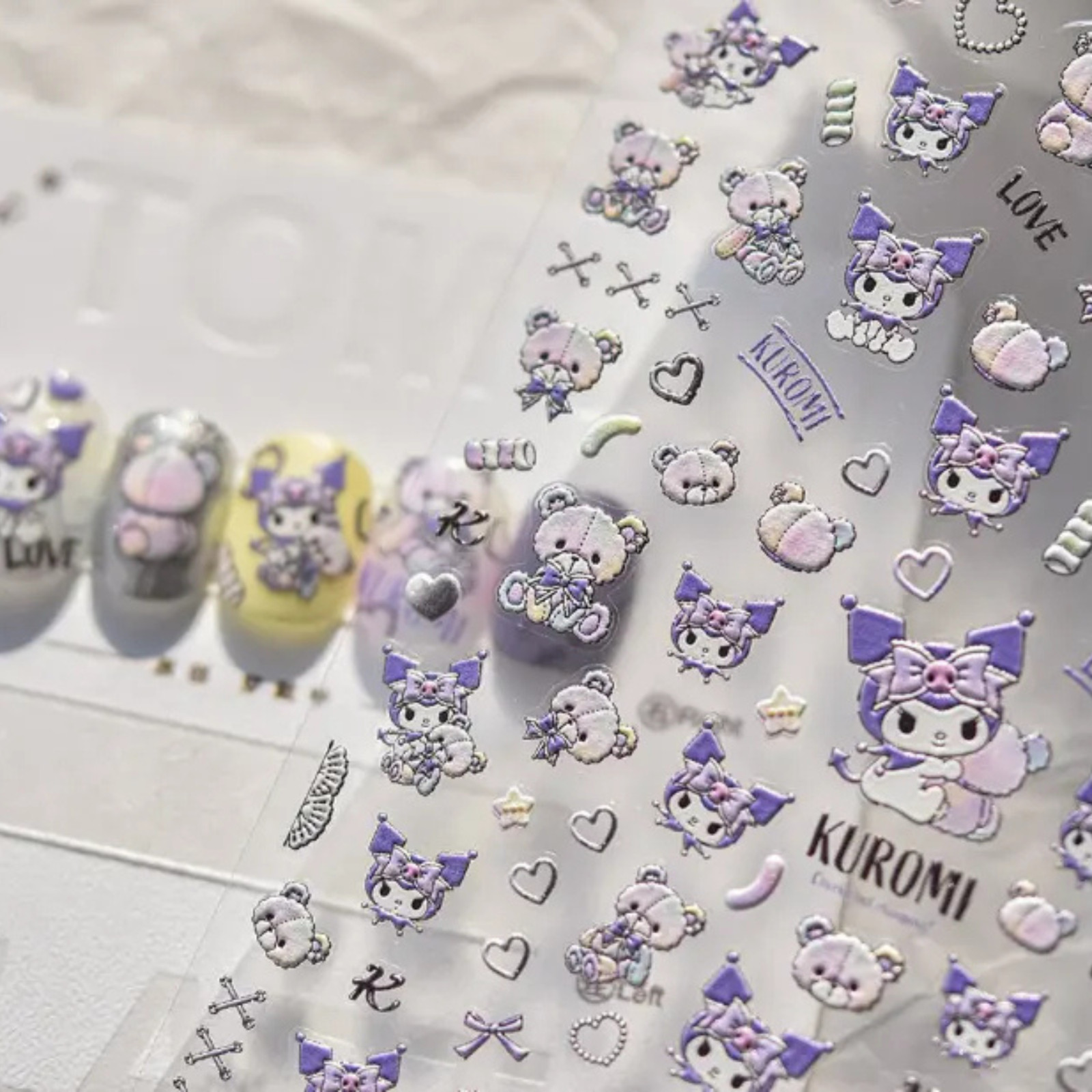 Kuromi 3D Nail Stickers Kids Sanrio Nail Stickers Non-Toxic Sanrio Party Favors