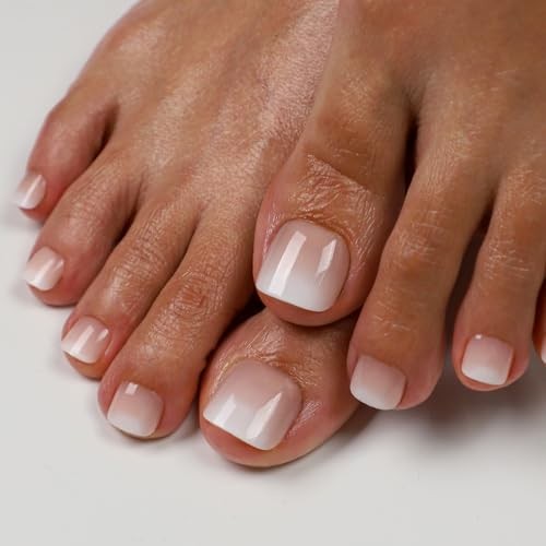 Press on Toenails for Women in 15 Sizes,30 Pcs Fits,French Square Acrylic Toe
