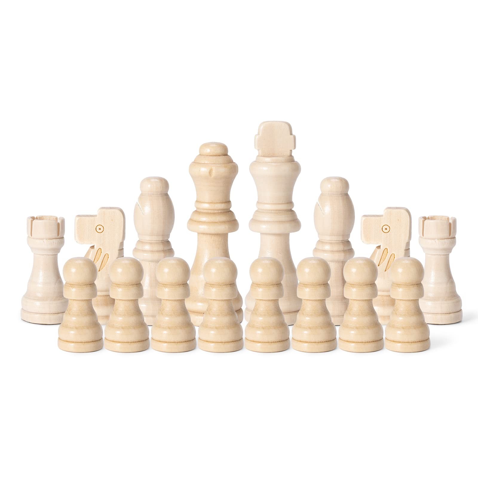 Wooden Chess Pieces Only, 32 Piece Tournament Staunton 3.15 inches, Brown